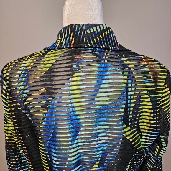 Joseph Ribkoff Blazer Size 8 Tropical Palm Print Sheer Art to Wear Career Jacket - Picture 6 of 15